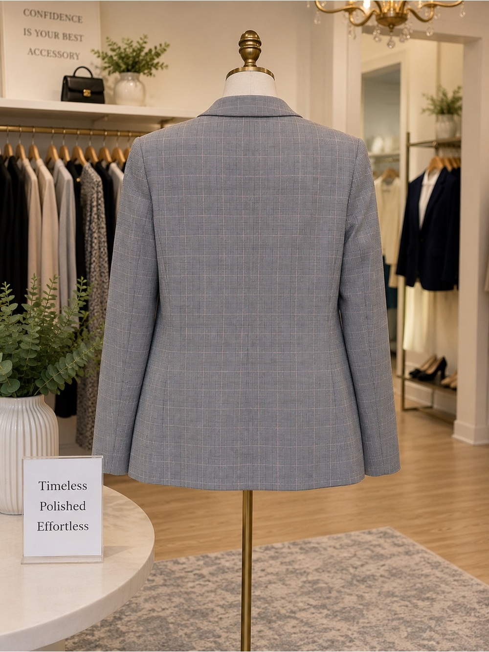 Emily Womens Gray Glen Plaid 2-Piece Pant Suit Size 16 Career Blazer Office Work - Picture 6 of 13